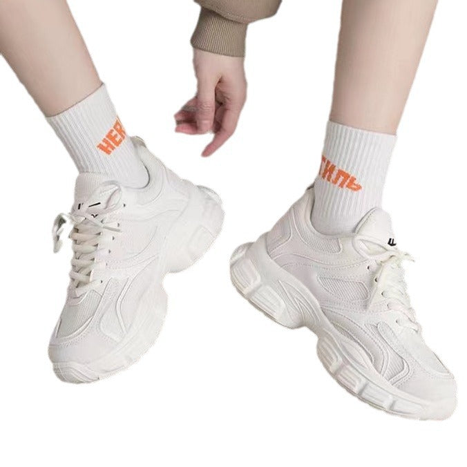 Damen Bequeme Sport Sneakers mit dicker Sohle EB