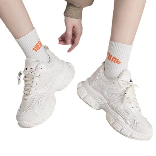 Damen Bequeme Sport Sneakers mit dicker Sohle EB