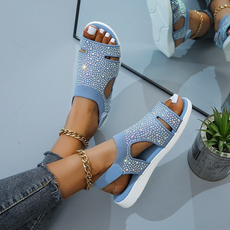 Damen Sandalen mit glitzernden Strassdetails EB