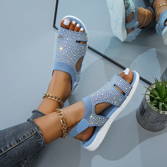 Damen Sandalen mit glitzernden Strassdetails EB
