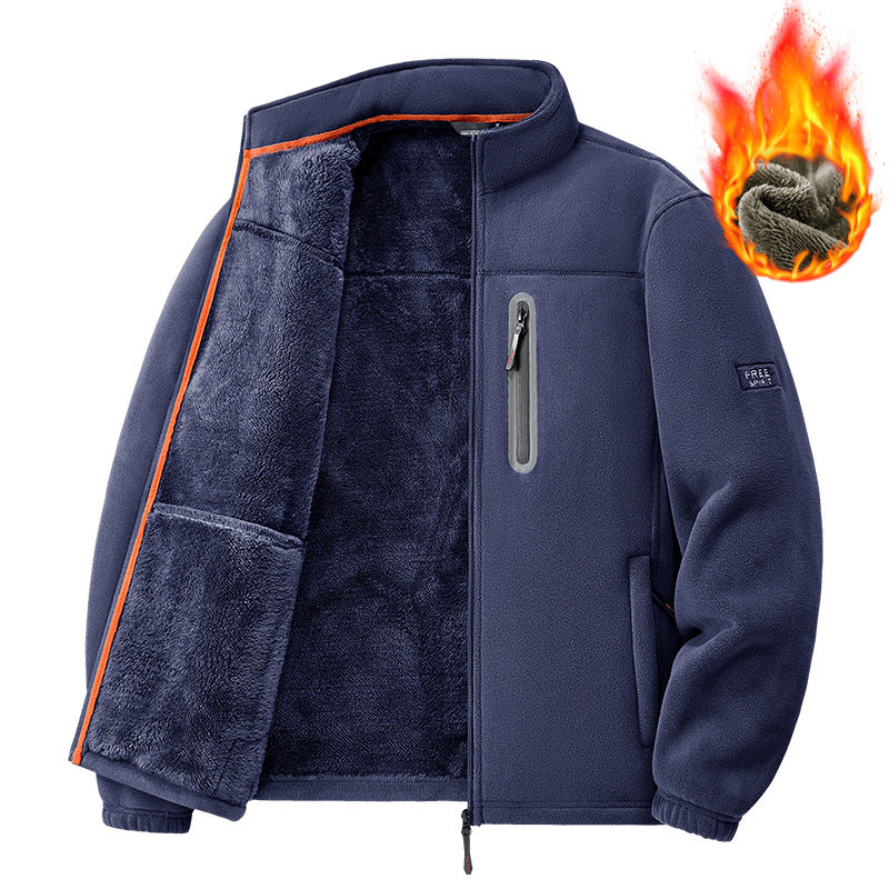 Herren  Thermo-Fleecejacke mit hochflorigem Teddyfutter, Brust-Reißverschlusstasche und winddichter Front EB
