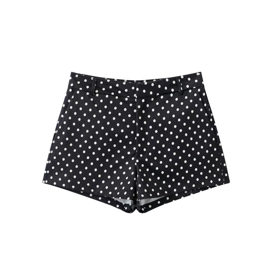 Damen nan weite High-Waist Schlaghose mit Punkteprint und elastischem Bund EB