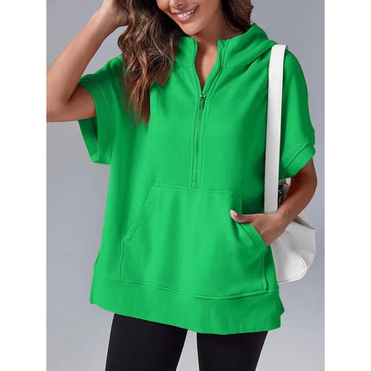 Damen Lässiger Kapuzenpullover mit Reißverschluss und praktischen Taschen EB