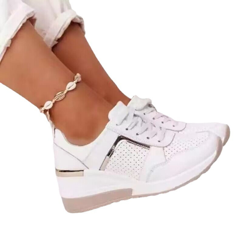 Damen  moderne Sneaker mit Metallic-Details, dämpfender Plateausohle und atmungsaktivem Mesh-Obermaterial EB