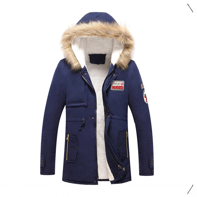 Herren modische Winterjacke mit Kunstfellkragen und praktischen Taschen EB