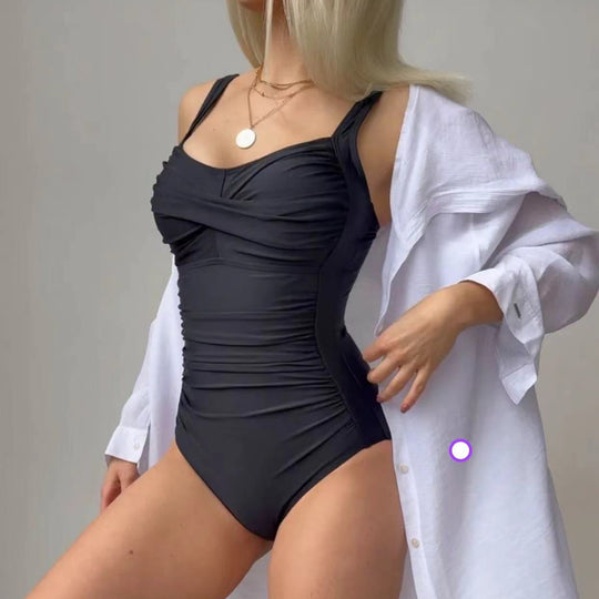 Damen Einteiliger Badeanzug mit raffiniertem Rüschendesign EB