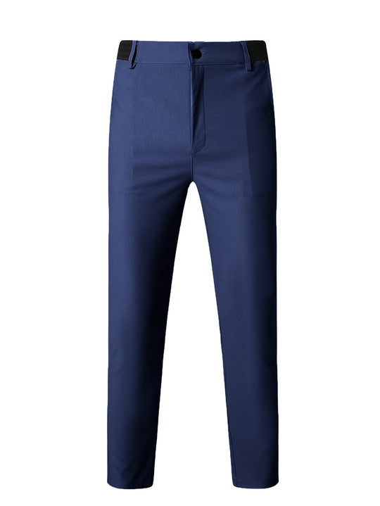 Herren elegante Slim-Fit Freizeithose mit elastischem Bund und klassischen Details EB