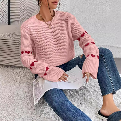 Damen Pullover mit romantischem Herzdesign EB