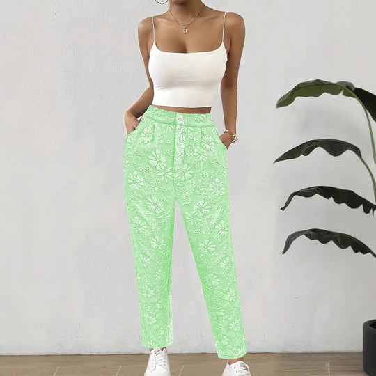 Damen Blumenmuster Hose im eleganten Casual-Stil EB