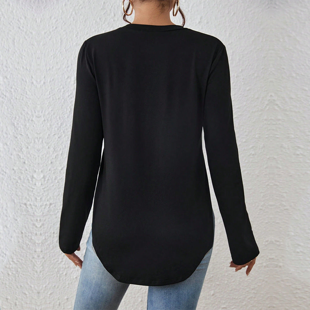 Damen Langarmshirt mit seitlichen Schlitzen, Rundhalsausschnitt und entspannter Casual-Passform Eichborn Berlin