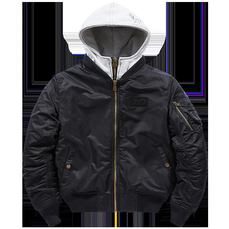 Herren Bomberjacke mit abnehmbarer Kapuze und praktischen Taschen EB