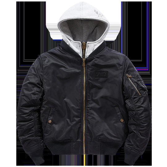 Herren Bomberjacke mit abnehmbarer Kapuze und praktischen Taschen EB