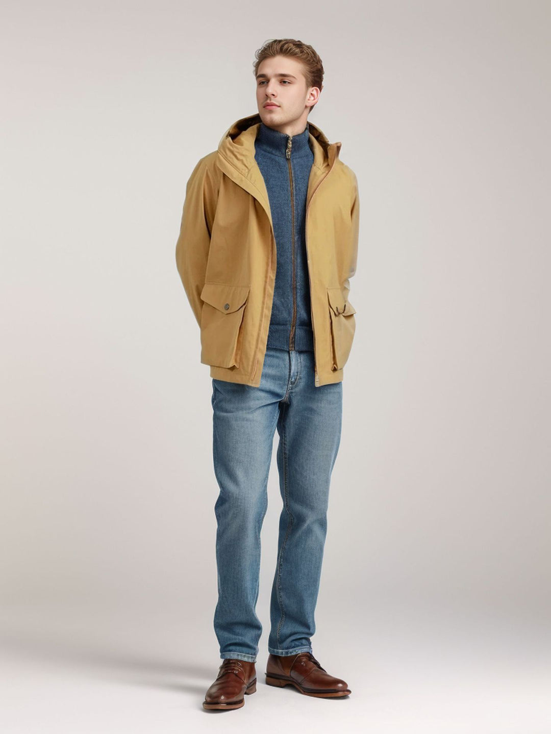 Herren funktionale Übergangsjacke mit abnehmbarer Kapuze EB