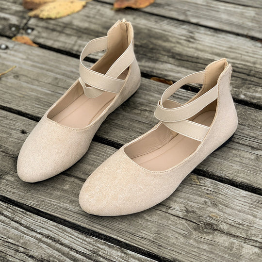 Damen Ballerinas mit elastischen Kreuzgurten EB
