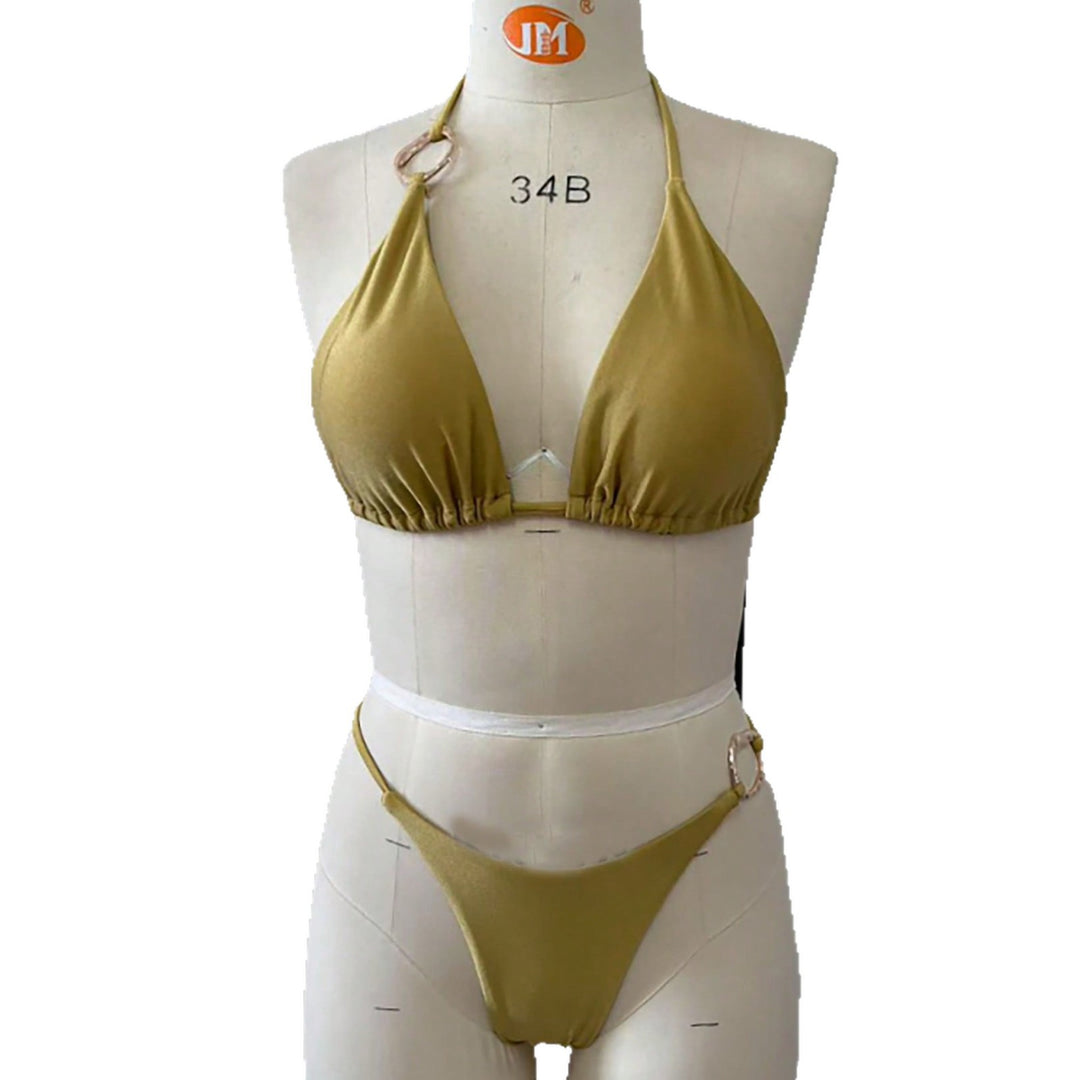 Damen Triangel-Bikini-Set mit modischen Metallringen EB