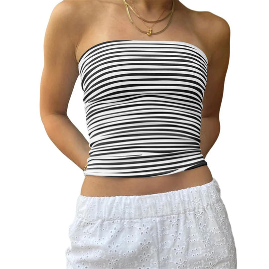 Damen Bustier-Oberteil mit feinen Streifen EB