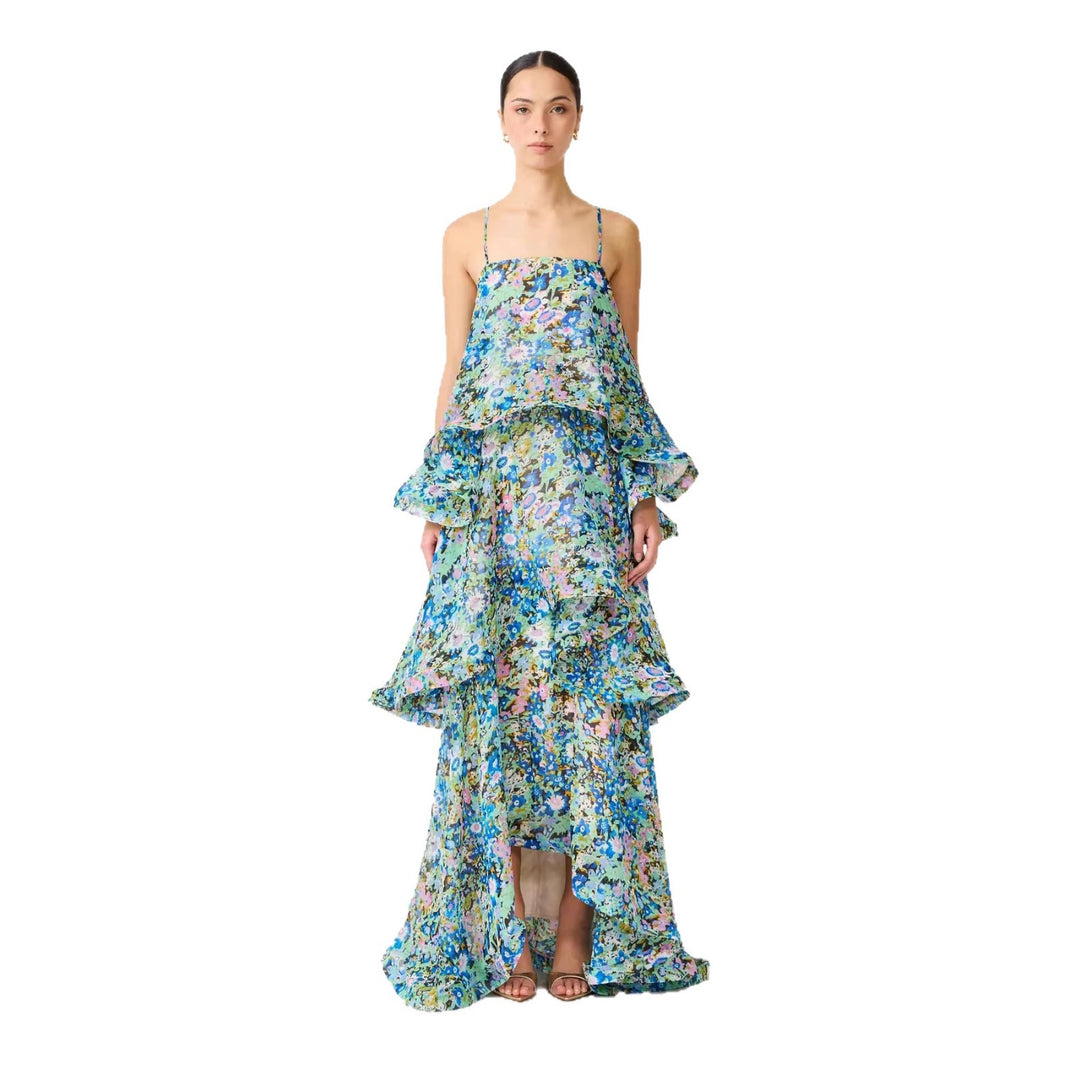 Damen Maxi Kleid mit Volant-details EB