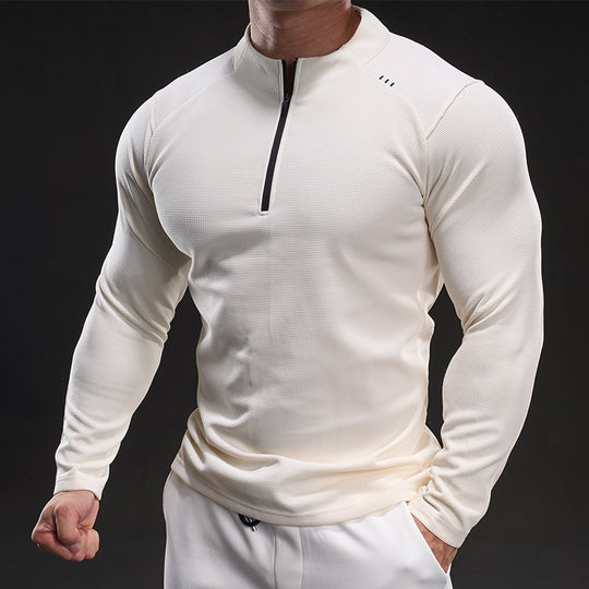 Herren Atmungsaktives Funktions-Langarmshirt mit kurzem Reißverschluss und Slim‑Fit EB
