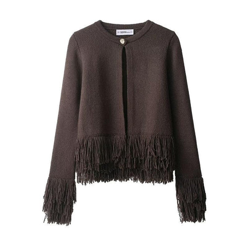 Damen Fransen Strickjacke mit exklusive Verarbeitung EB