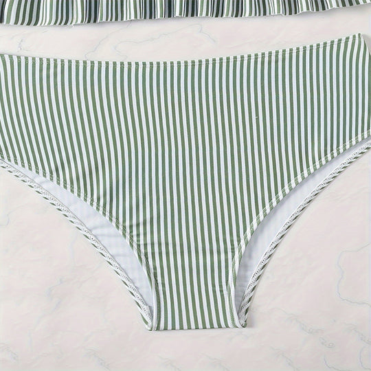 Damen Crop-Top Bikini-Set mit Rüschendetails EB