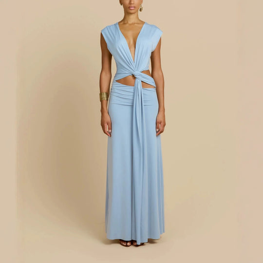 Damen Maxikleid mit raffiniertem Wickeldetail EB