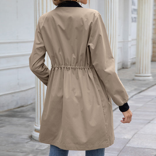 Damen funktionale Übergangsjacke mit Taillenzug und praktischen Taschen EB