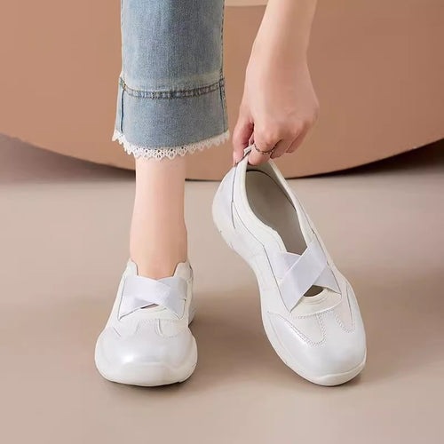 Damen Sportliche Slip-On Sneakers mit elastischen Riemen und praktischem Futter EB