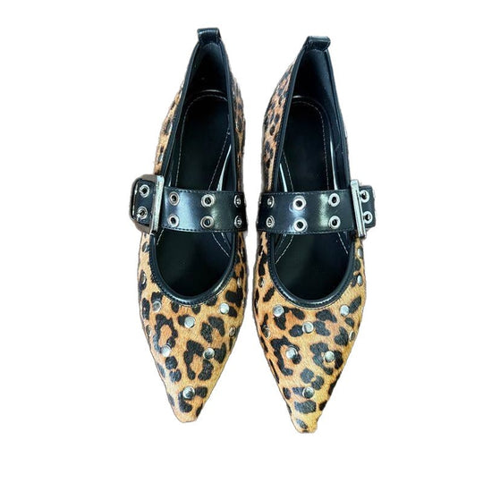 Damen modische Ballerinas mit auffälligen Loch- und Schnallendetails EB