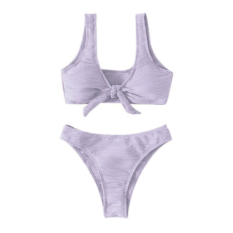 Damen Bikini-Set mit knotbarem Oberteil und hochgeschnittenem Slip EB