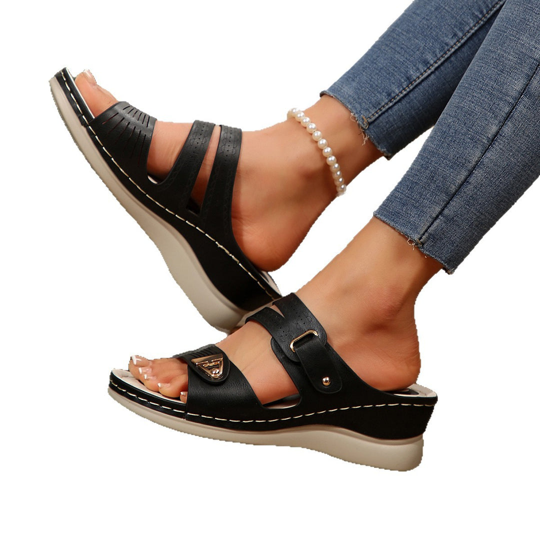 Damen bequeme Sandalen mit anatomischem Fußbett und verstellbarem Riemendesign EB