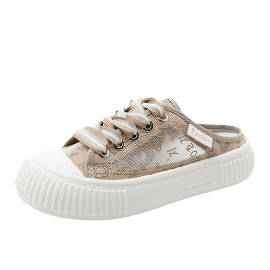 Damen Slip-On Sneakers mit atmungsaktiver Mesh-Oberfläche und elastischen Schnürsenkeln EB