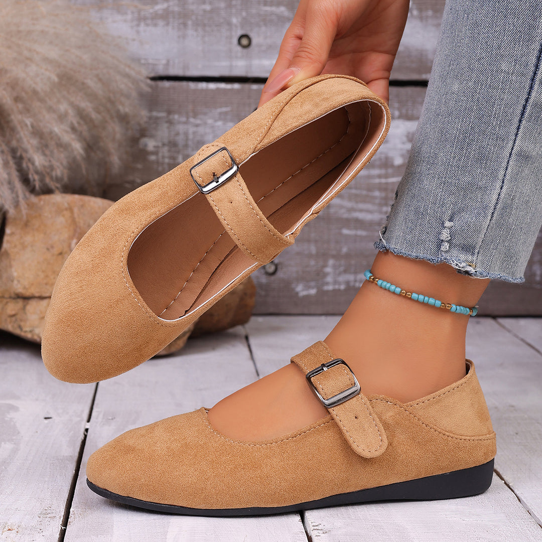 Damen Ballerinas mit praktischem Riemenverschluss und trendigem Leo-Muster EB