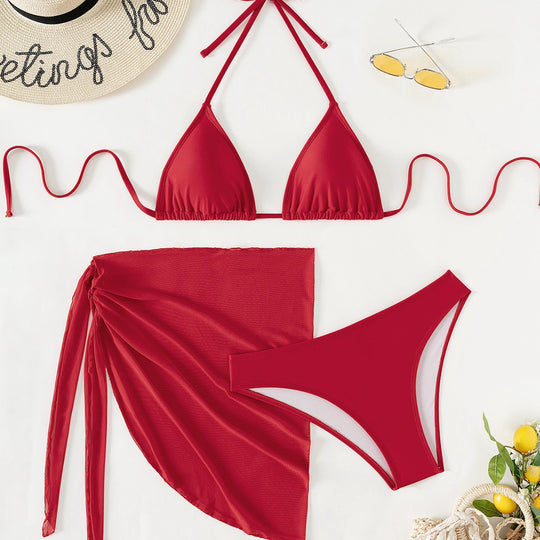 Damen Triangel-Bikini mit floralen Mustern und seitlichem Wickelelement EB