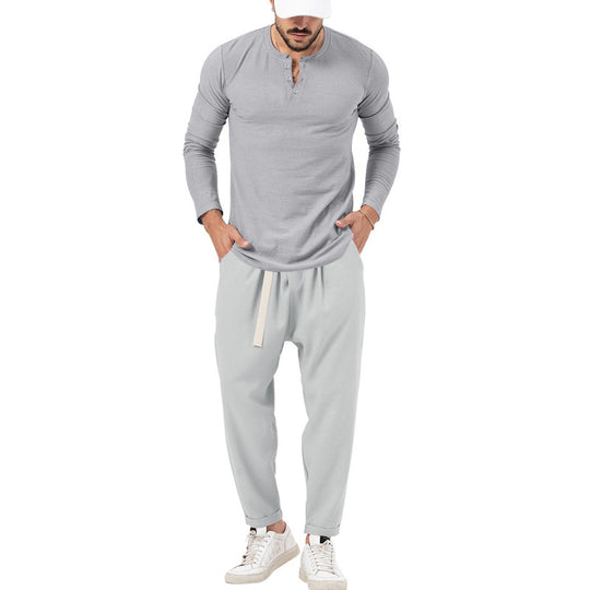 Herren Bequeme Jogginghose mit modischen Details und lässigem langarm Shirt EB