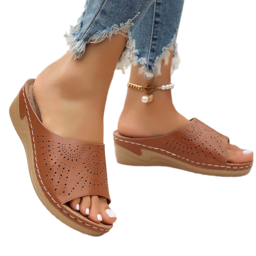 Damen Wedge-Pantoletten mit Atmungsaktivem Perforationsdesign EB