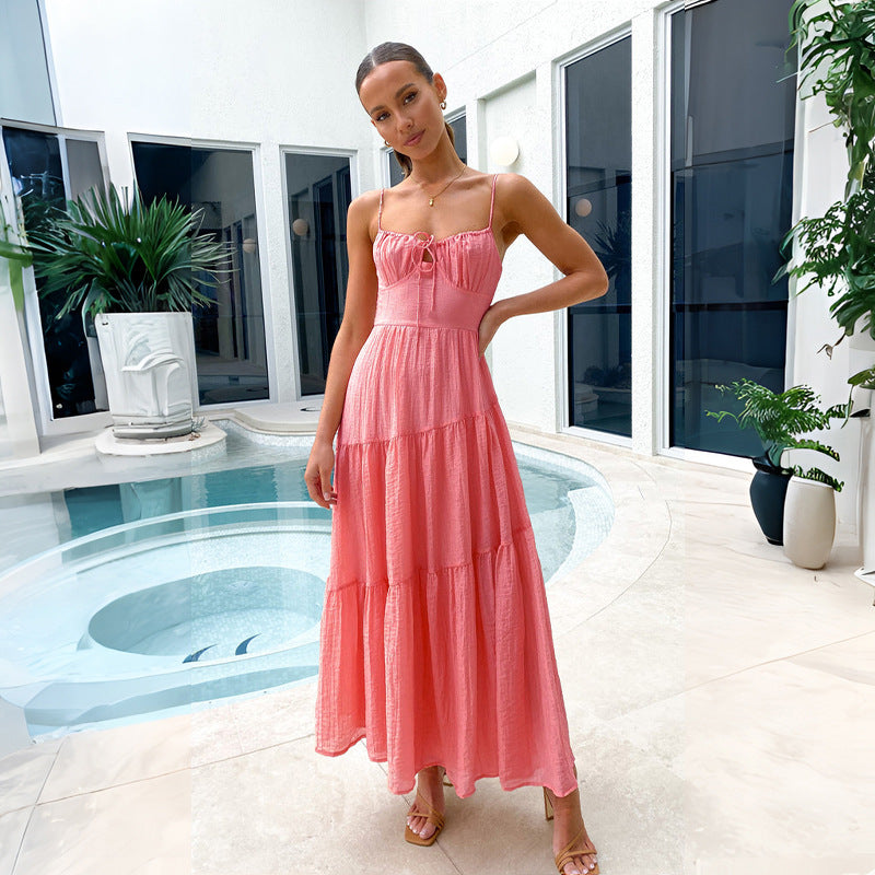 Damen Maxikleid mit verspieltem Schnitt und luftigen Trägern EB