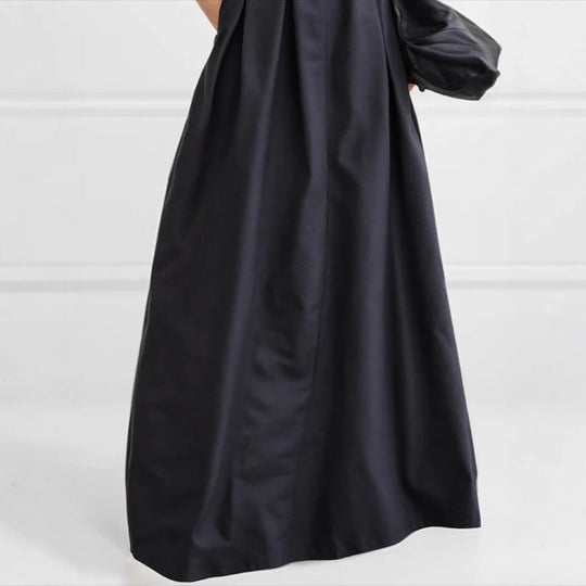 Damen Maxirock mit eleganter Faltenlegung und seitlichen Taschen EB