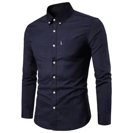 Herren nan tailliertes Oxford-Hemd mit Button-Down-Kragen und Brusttasche EB