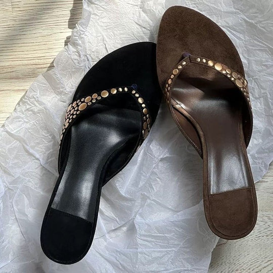 Damen elegante Pantolette mit schimmernden Akzenten EB