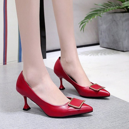 Damen elegante Stiletto-Pumps mit modischer Schnalle EB