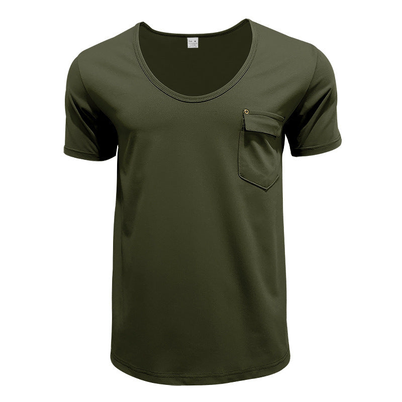 Herren T-Shirt mit praktischer Brusttasche und modernem V-Ausschnitt EB
