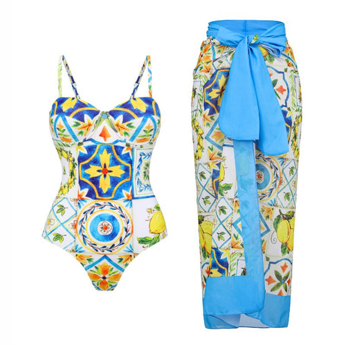 Damen Einseitiger Rüschenschwimmanzug mit floralem Muster EB
