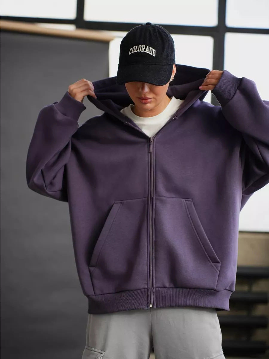 Damen lässiger Kapuzenjacke mit praktischem Reißverschluss und großen Taschen EB