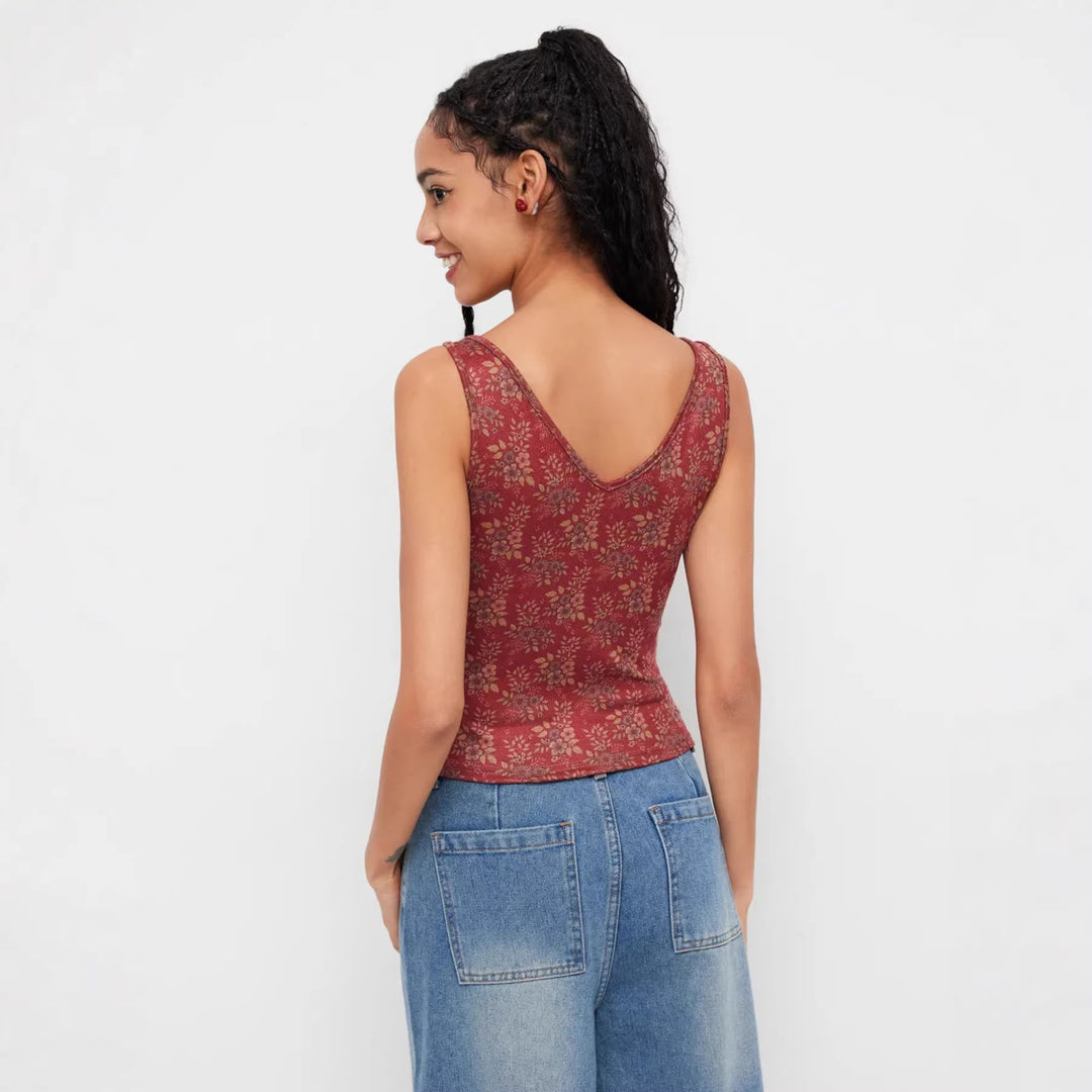 Damen Dekoratives Floral Top mit Raffungen EB