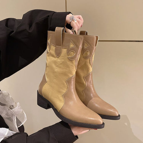 Damen Cowboy-Stiefel mit modischem Stickmotiv EB