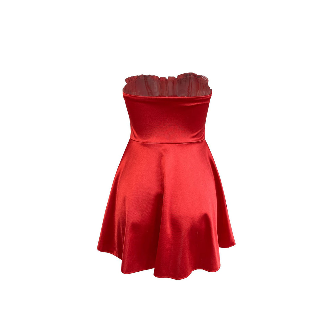 Damen trägerloses Minikleid mit Raffungen und figurschmeichelndem Schnitt EB