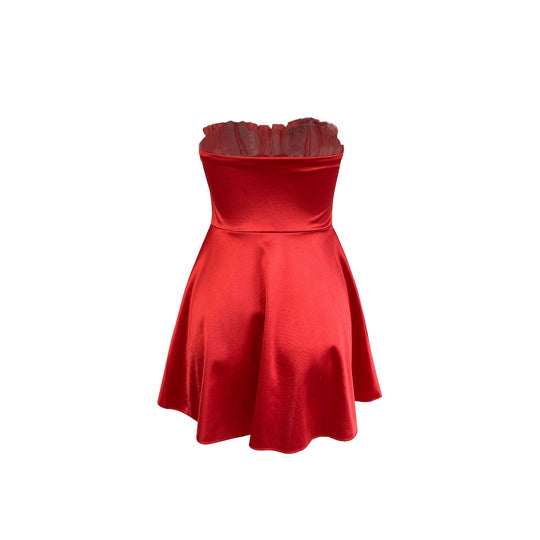 Damen Sommerliches Minikleid mit tailliertem Oberteil und schwingendem Rock EB