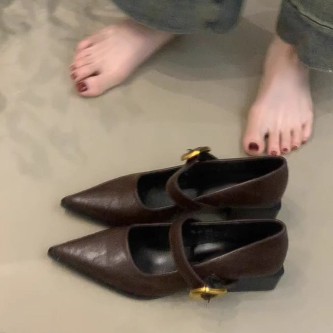 Damen elegante Mary Jane Ballerinas mit modischer Schnallenverzierung EB