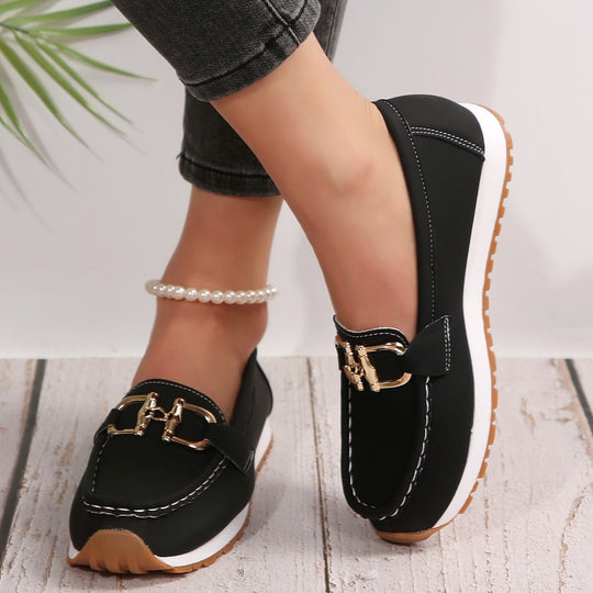 Damen Mokassin-Schuhe mit eleganter Schnallenapplikation EB