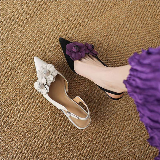 Damen Slingback Ballerinas mit floralen Akzenten EB